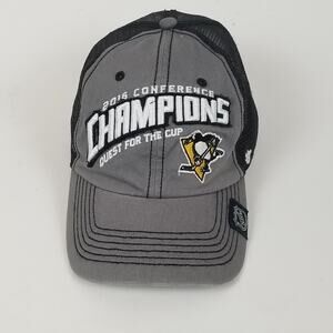 Pittsburgh Penguins Hat Cap Strap Back Mens One Size Gray NHL 2016 Champions '47
